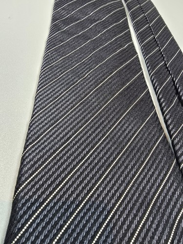 Canali Tie Men’s Black White Blue Striped 60L / 3.25W 100% Silk Made In Italy - Picture 3 of 10