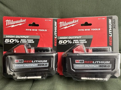 #ad 2 Pack New Milwaukee 48 11 1880 M18 HIGH OUTPUT 18V 8Ah XC8.0 Cordless Battery $159.99