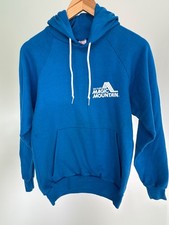 Vintage Six Flags Magic Mountain Hoodie Sweatshirt Blue USA Made Small