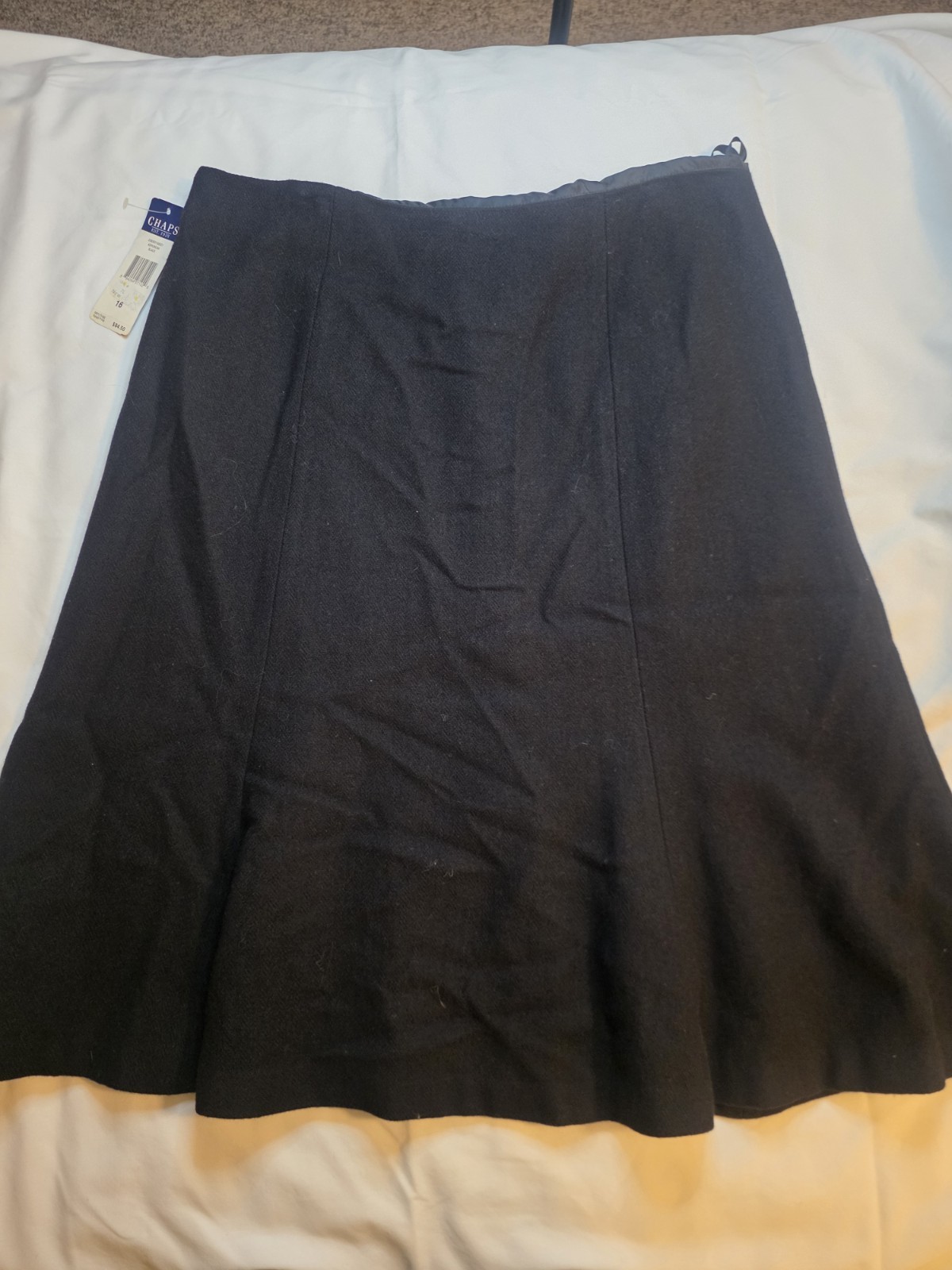 NWT Vintage Chaps Women's Wool Flared Black Skirt With Lining Size 16