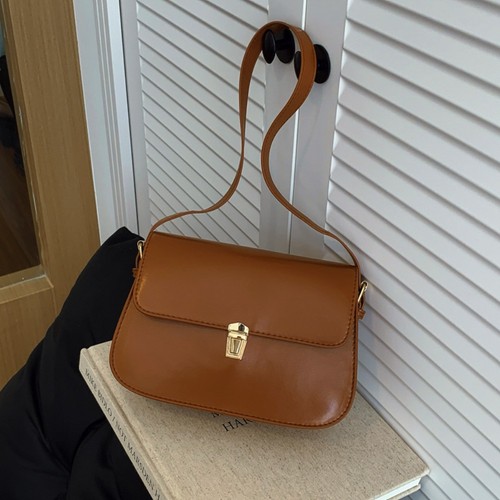 Solid Color Buckle Shoulder Bag PU Leather Women's Armpit Bag Shooping - Picture 14 of 16