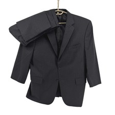 Jos A Bank Signature Collection Mens 44S 36W 100 Wool 2 Pc Suit Charcoal Gray