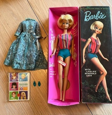 1964 Mattel American Girl Barbie W/ All Original Accessories, and Extra Dress