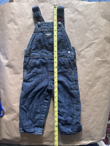 Osh Kosh B’gosh Overalls 18 Months Lined Checkered Baby Toddler Vestbak Jeans - Picture 3 of 12