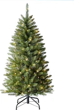 4.5Ft Pre-Lit Slim Fraser Fir Christmas Tree with 401 Clear Lights, 150 Realisti