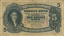 Norwegen / Norway P07c 5 Kronen 1941 (2)