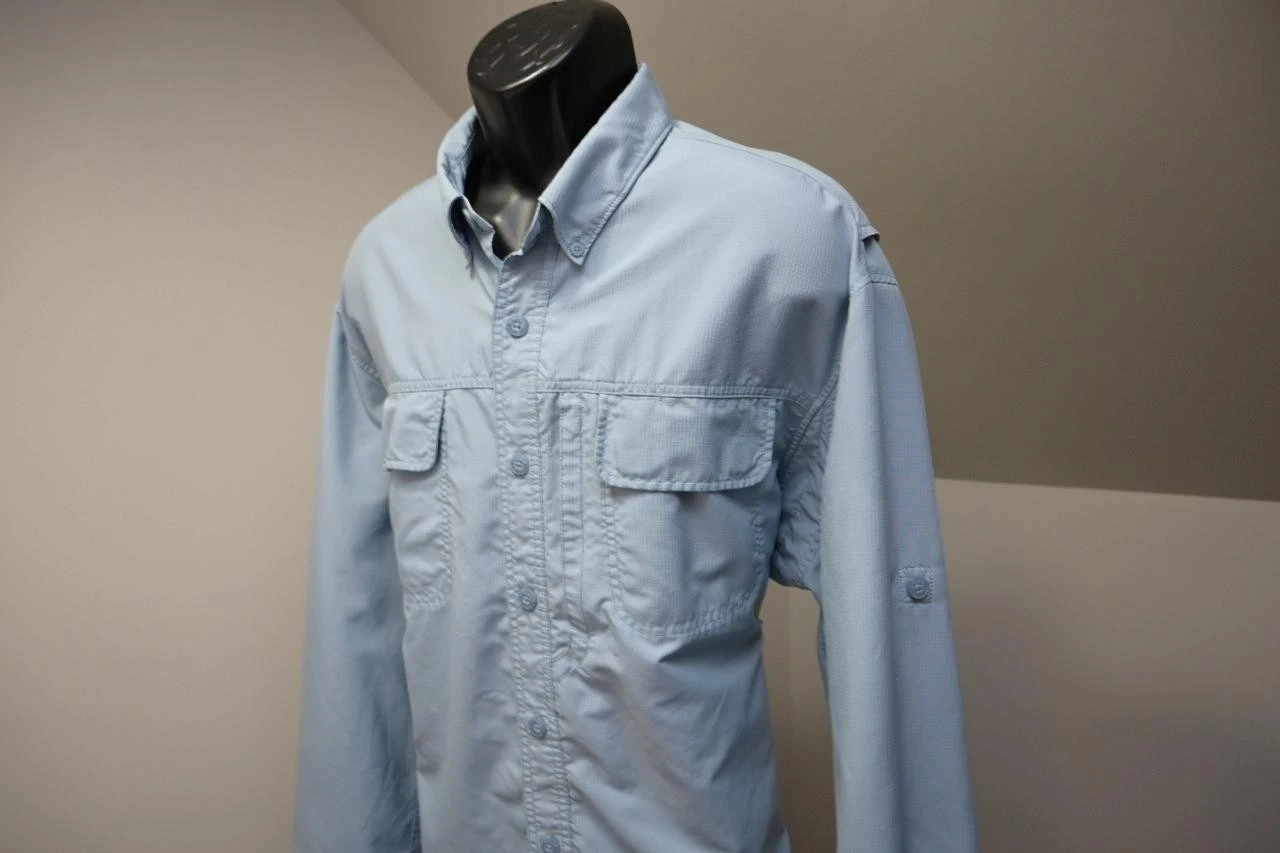 Duluth Trading Co. Vented Fishing Shirt Blue Long Sleeve Camping Mens Sz XL