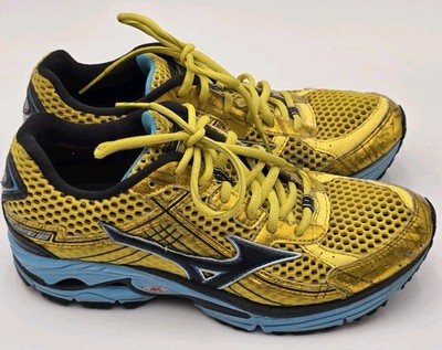 Mizuno Wave Rider 15 Women s 8 Running Shoes Yellow Blue AP+ 15th Anniversary