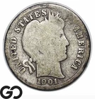 1901-S Barber Dime, Tough Better Date San Francisco Issue