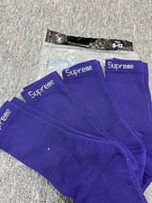 ON SALE-Supreme Hanes Crew Socks Purple 4 Pack Size 6-12 Streetwear