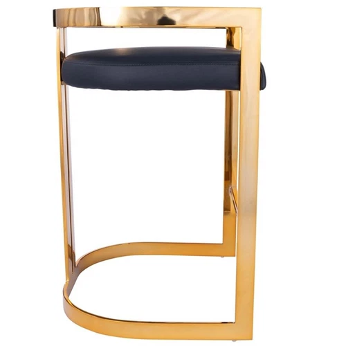 Butler Specialty Metal Bar Stool Chair in Gold With Semi-circle Seat & Footrest - Picture 3 of 6