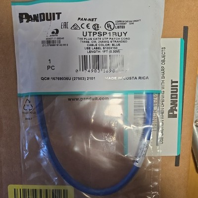 10PC PANDUIT UTPSP10BUY Category 6, UTP patch cord, TX6 PLUS Modular Plugs, Blue