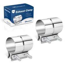 2 Pack 2.25 Inch Exhaust Clamp Lap Joint Band 304 Stainless Steel Sleeve Pipe