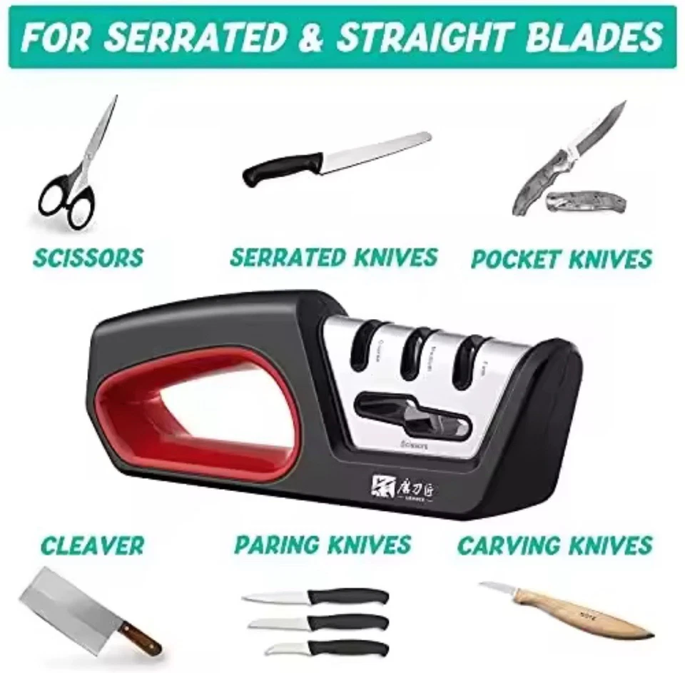 Afilador de cuchillos de cocina 4 en 1 diamante acero tungsteno herramienta de cerámica Foto 4 de 4