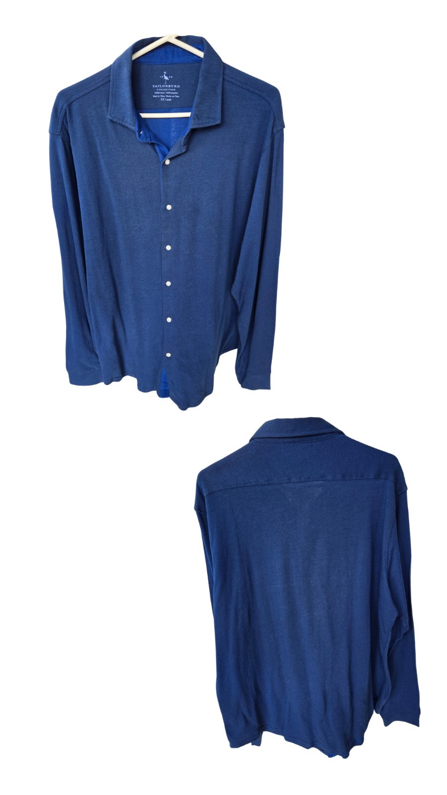 TAILORBYRD Collection Blue Button-Up Shirt Men's XX Large Cotton Long Sleeve