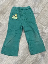 Sesame Street KIDS Pants Jeans Big Bird Embroidered Green Vintage