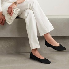 grey pointed-toe ballet flats