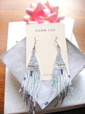 Chan Luu Earrings Pearl Beaded Dusters w French Hook Gold Spacers Unworn NWOT