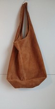 Borse In Pelle Light Tan Suede Hobo Slouch Tote Bag Made In Italy