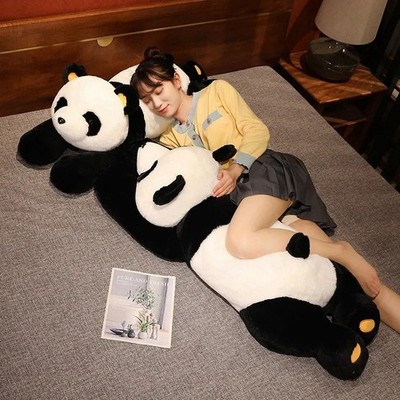 Riesiger langer Panda Plüschtier Kissen Kawaii Stofftier Geschenk für Kinder Mädchen