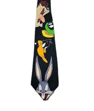BUGS BUNNY/ TAZ/DAFFY Looney Tunes Neck Tie Dated c 1996 Silk