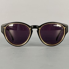 LACOSTE Black Gold Acetate Round Sunglasses