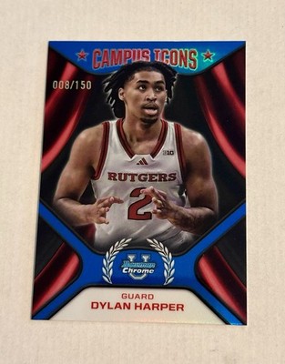 2024-25 Bowman Chrome U Dylan Harper BLUE Refractor Campus Icons #/150 Spurs