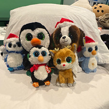 Ty Beanie Boos Plush - Lot of 5 stained penguin free - Holiday set