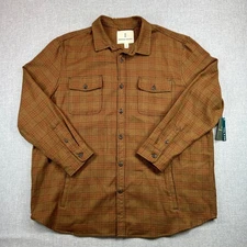 Mutual Weave Glen Plaid Flannel Shirt Jacket Men XXL Brown Cotton Shacket NEW