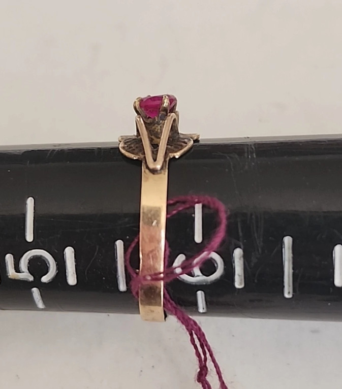 Antique Victorian Ruby Ring | Solid 14K Yellow Go… - image 2