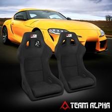 Pair Of J2 Universal Fiberglass Fixed Back Bucket Racing Seats Black 35x23x23