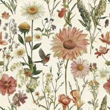 Livebor Vintage Floral and Bird Wallpaper Peel 16.9" x 118.1", C-Floral