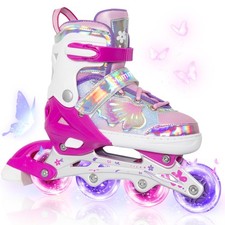 Adjustable Inline Skates for Girls Boys Ages 4-12 with Light up Wheels  Butt...