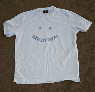 Paul Smith PS Men's White Graphic Logo Cotton Jersey Crew Neck Tee Size M