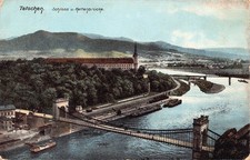 B221 Czechia Decin Tetschen Schloss u Kettenbruecke Bridge Castle postcard