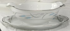 Valmont China Japan Royal Wheat Gravy Boat with Attached Under Plate