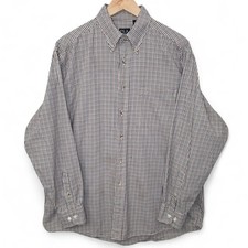 Jos A Bank Dress Shirt Mens Large Black Burgundy Button Down Cotton Check