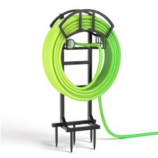 LASZOLA Garden Water Hose Holder Hanger Freestanding Reel Outside Black Garden