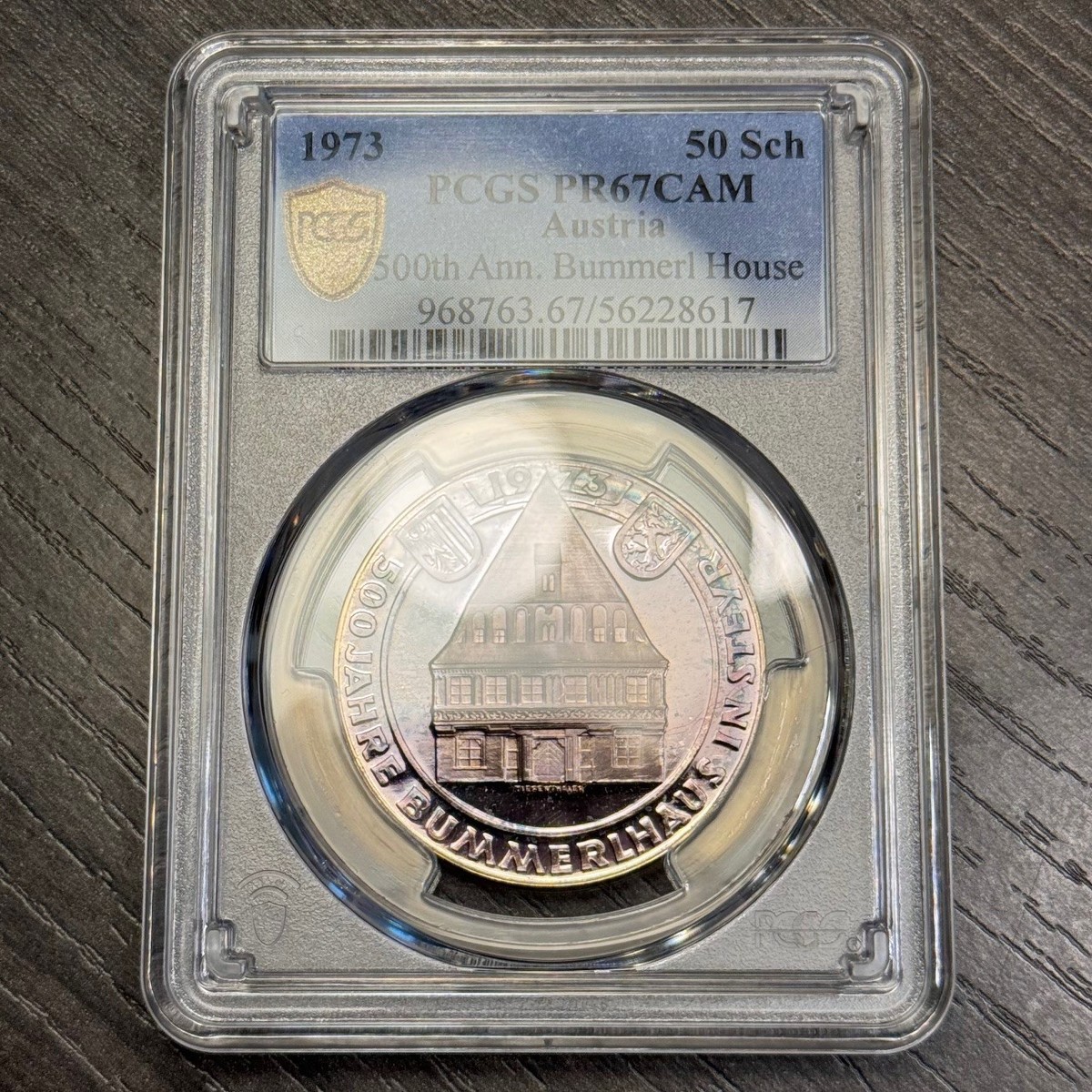 PR67CAM 1973 Austria Bummerl House 50 Schilling Silver Proof, PCGS