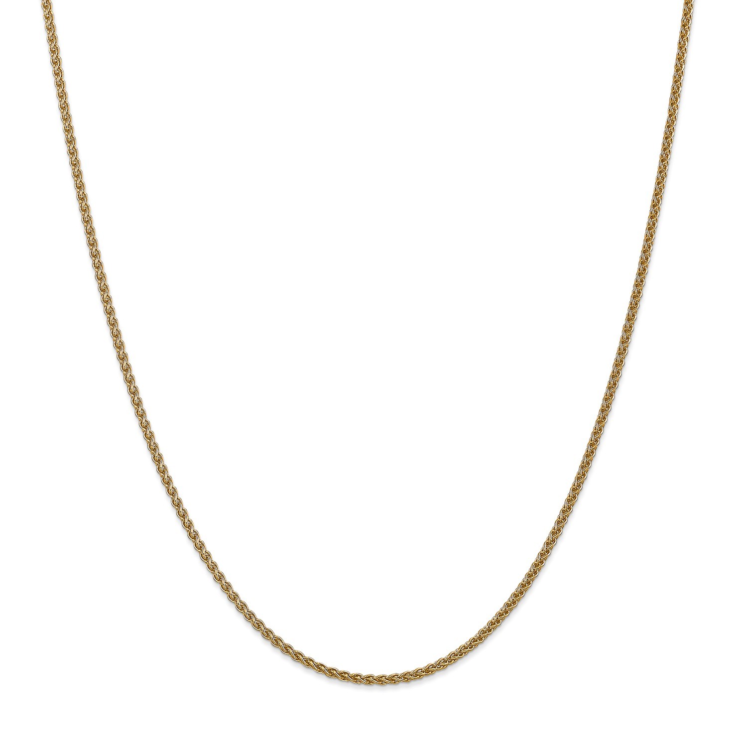 14k Yellow Gold 1mm Solid Polished Spiga Chain w/ Spring Ring Clasp 16" - 30"