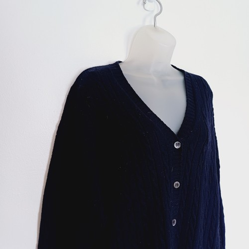 Hawico Of Scotland Jenners reine Schurwolle Strickjacke Gr. L marine Zopfmuster Knöpfe - Bild 5 von 13