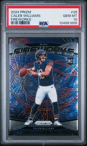 2024 Panini Prizm Fireworks #25 Caleb Williams Rookie PSA 10 Chicago Bears New