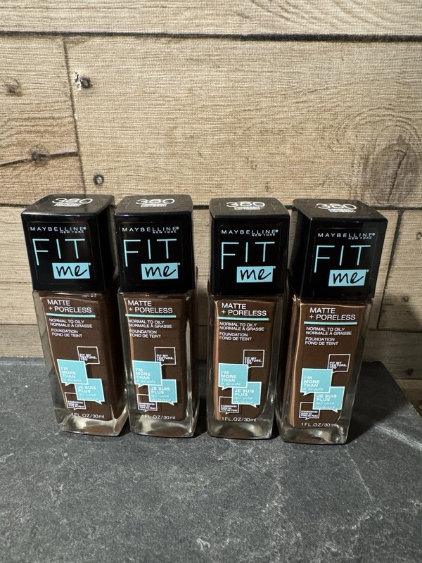 Lot Of 4 Maybelline Fit Me! Matte + Poreless Foundation #380 Espresso Unopened