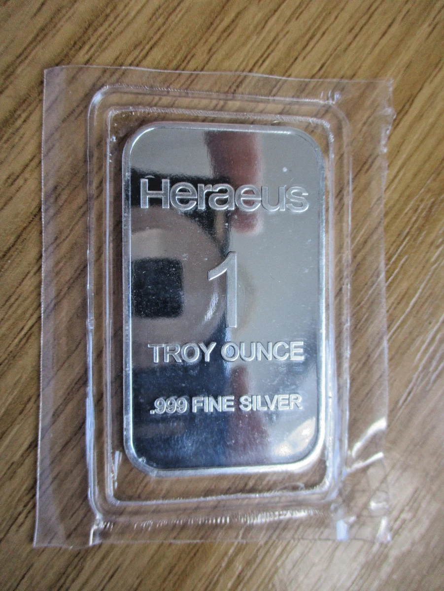 Heraeus Silver Bullion Bars & Rounds 1 oz Precious Metal Content