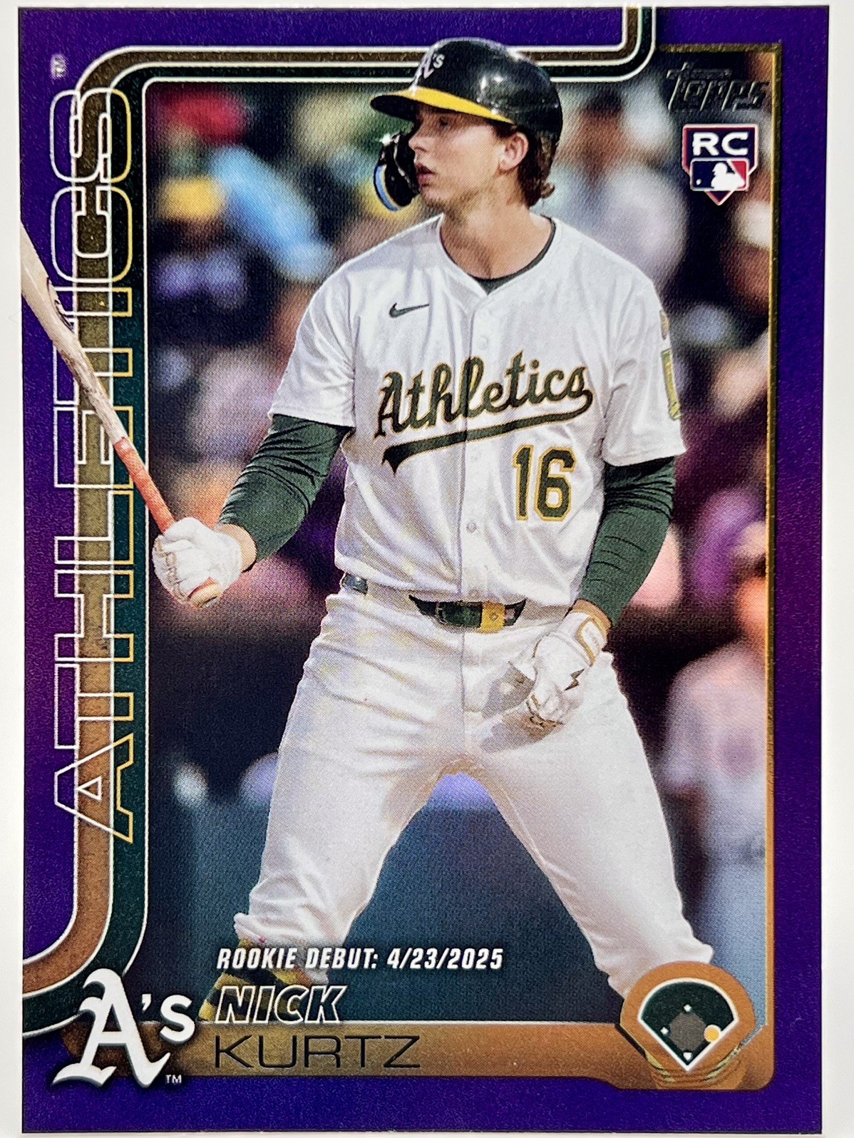 2025 Topps Update Nick Kurtz Purple Foil /250 Athletics #US197