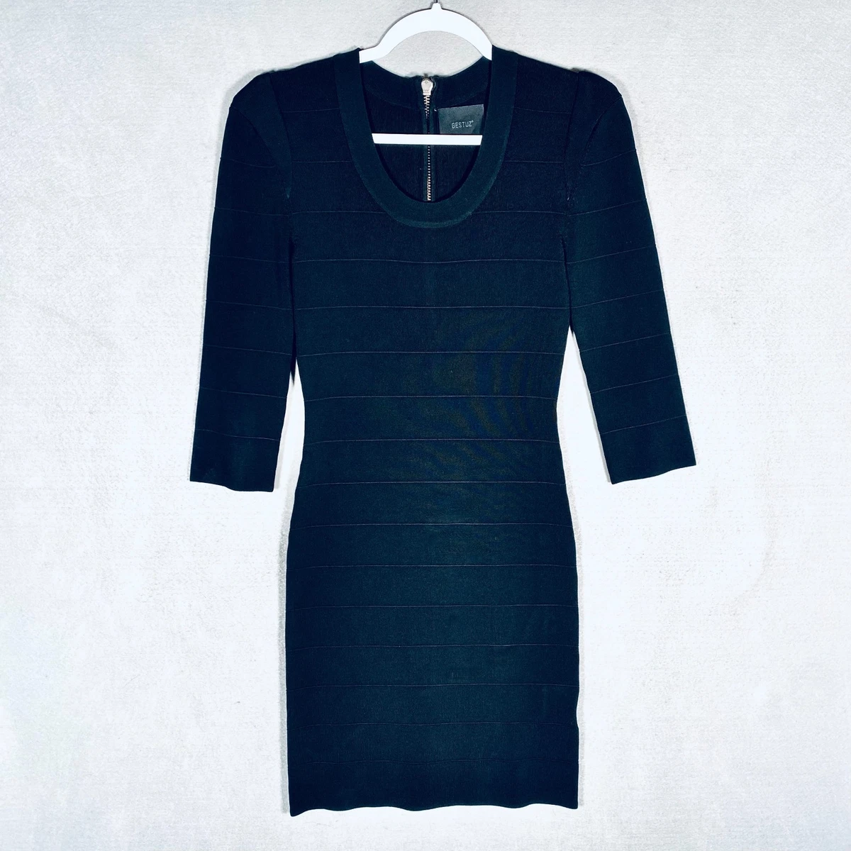 3 4 sleeve bodycon dress 3/4 Sleeves Midi Knee Length Dress 8526 XS / Burgundy(Maroon)