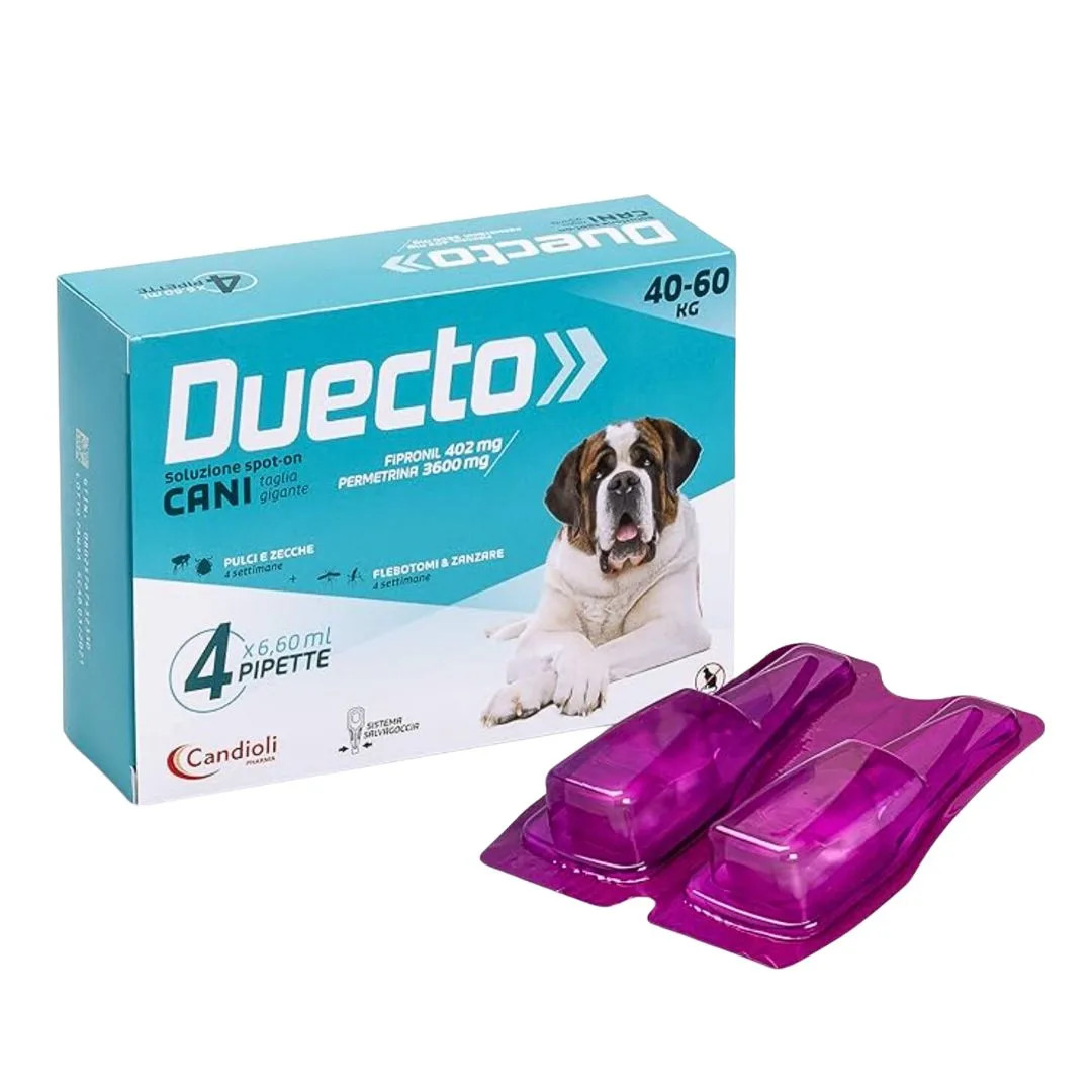 Candioli Duecto Spot-On 4 Pipette 40-60kg Trattamento pipette per cani XL Promo