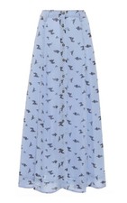NWT GANNI Floral-Print Georgette Maxi in Blue Button Front Skirt 32 / 0
