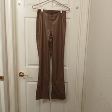 H M Divided Vegan Faux Leather Pants Women's Size 4 Brown