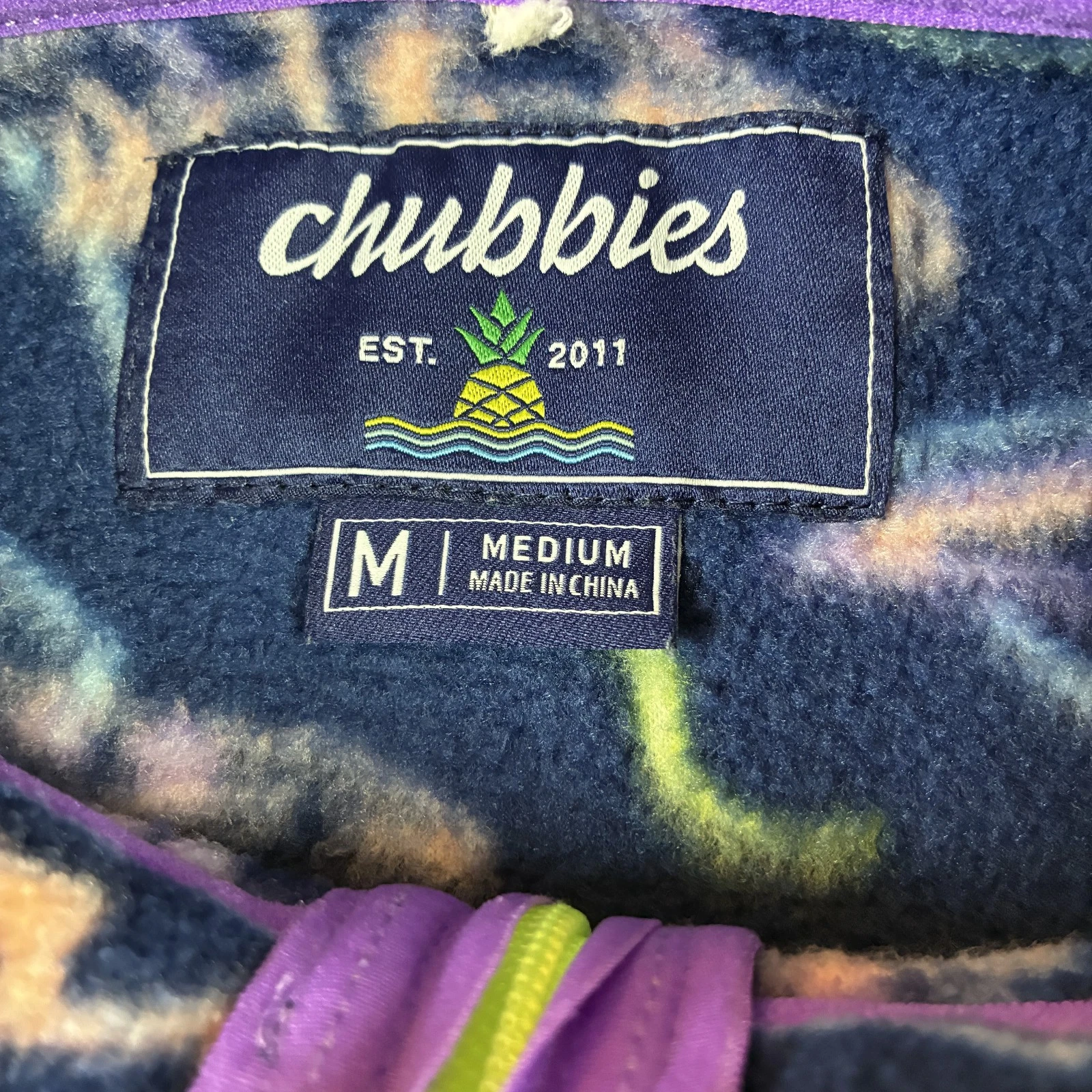 Chubbies Jacket Mens Medium Blue Dinosaur Fleece Pullover 1/4 Zip Sweatshirt image 7